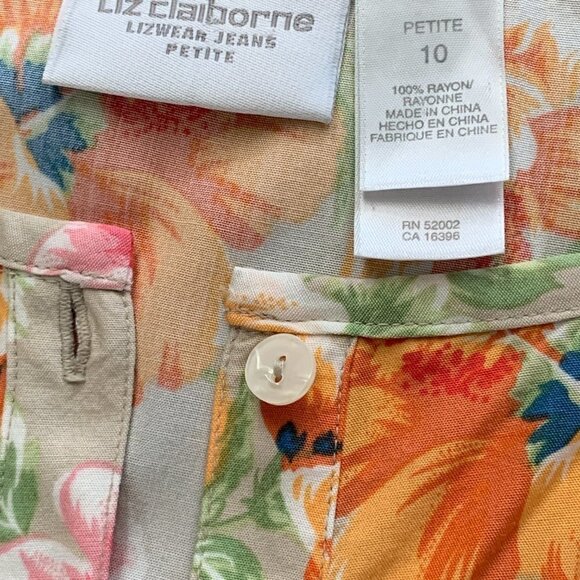 Liz Claiborne Floral Button Down Midi/Maxi Dress Pockets Sz 10P 58A - Picture 8 of 9
